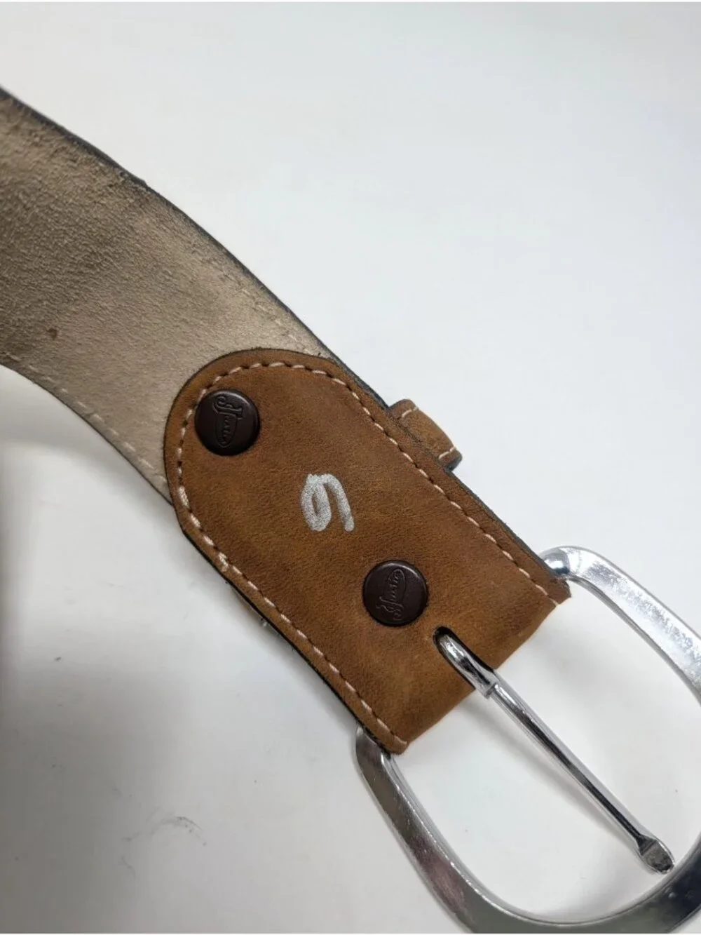 Vintage Justin Brown Leather Belt 52 Western Suede